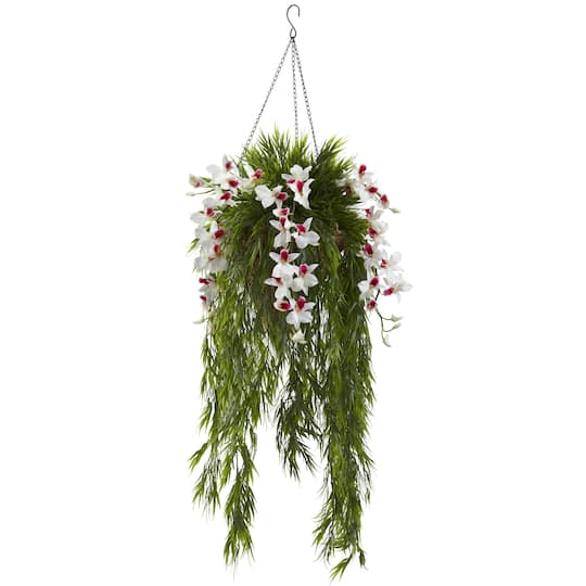 3.5ft. Red &#x26; White Bamboo &#x26; Orchid Hanging Basket